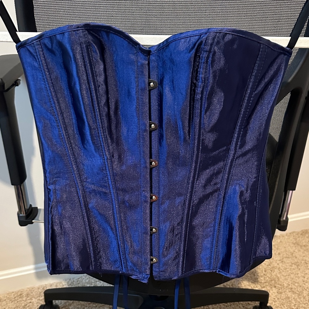 Satin Blue Corset Top